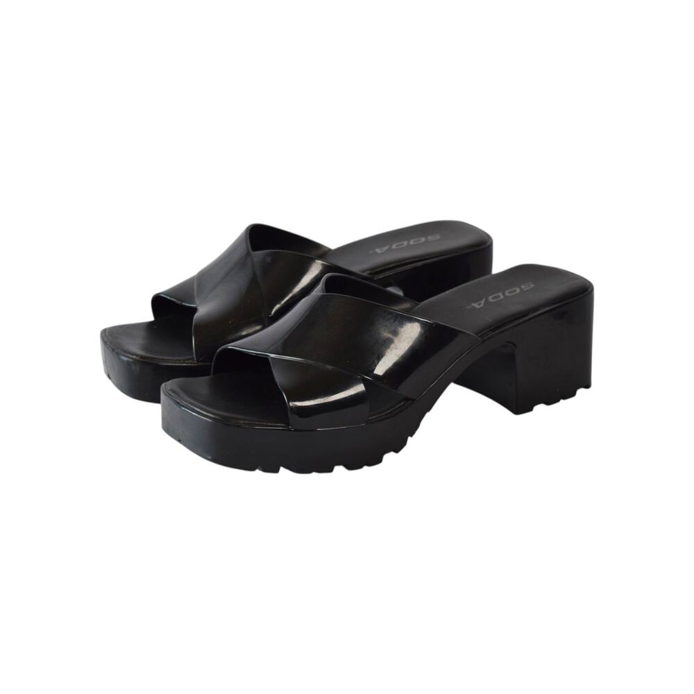 SODA Black Chunky Platform Jelly Sandals Size 7